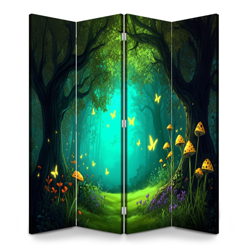 Paravent 4 panneaux pliables Royal Fantasy Forest Trees, 4, H 71 po x l 64 po x P 1 po
