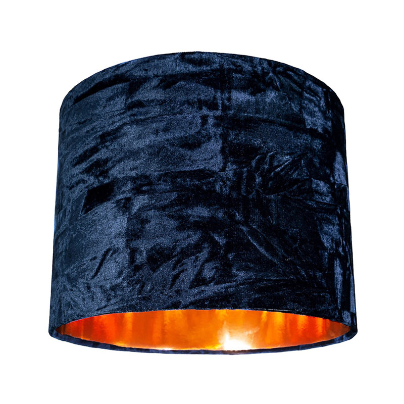 Velvet Drum Lamp Shade ( Screw On ), 15" H x 20" W x 20" D, Navy