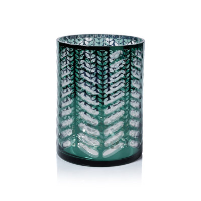 Laser-Etched Metallic Glass Hurricane Candle Holder