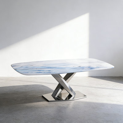 Light Luxury Rectangular Sintered Stone tabletop Dining Table