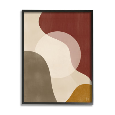 «Collusioning Worlds Abstraction Desert Sun Tones» brun, rouge, estampe numérique encadrée, art texturé par Birch & Ink