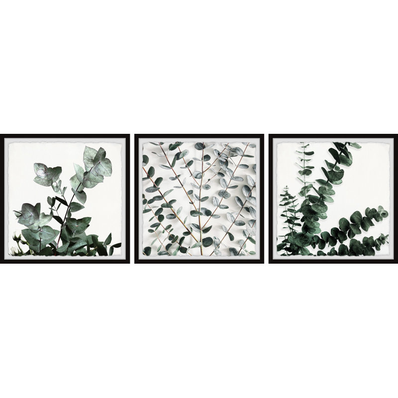 Evergreen Shrub by Marmont Hill - 3 Piece Single Picture Frame Painting Set, 24"Hx24"W