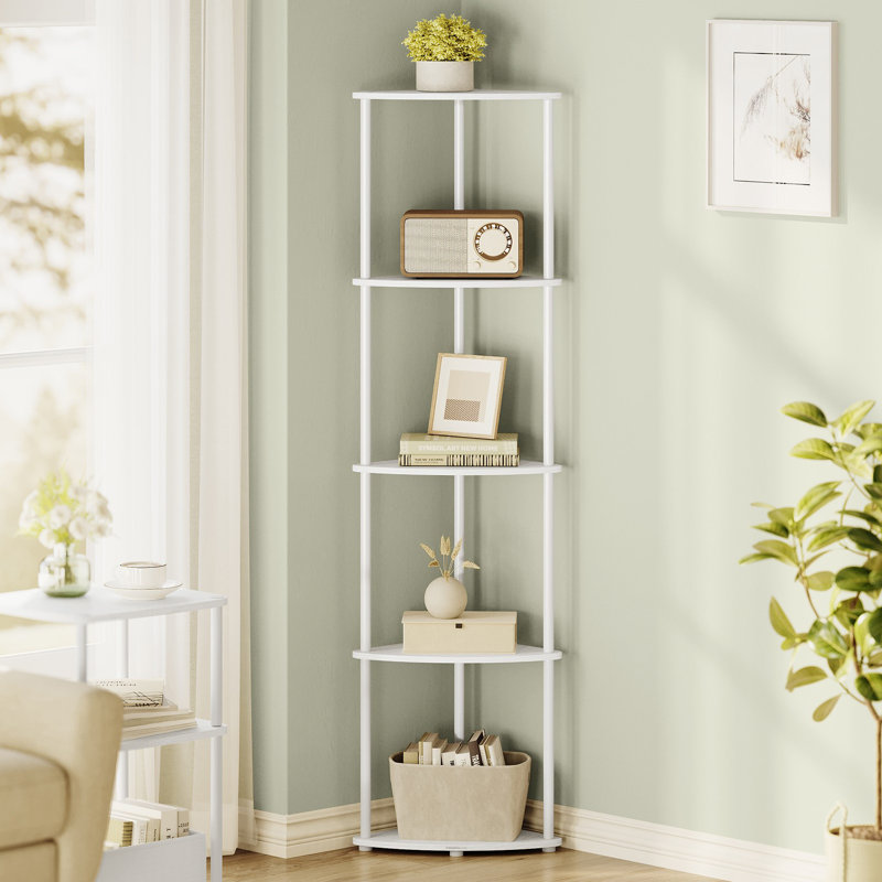 Walery Superfast Toolless Assembly, 5-Tier Corner Bookcase, Snow White