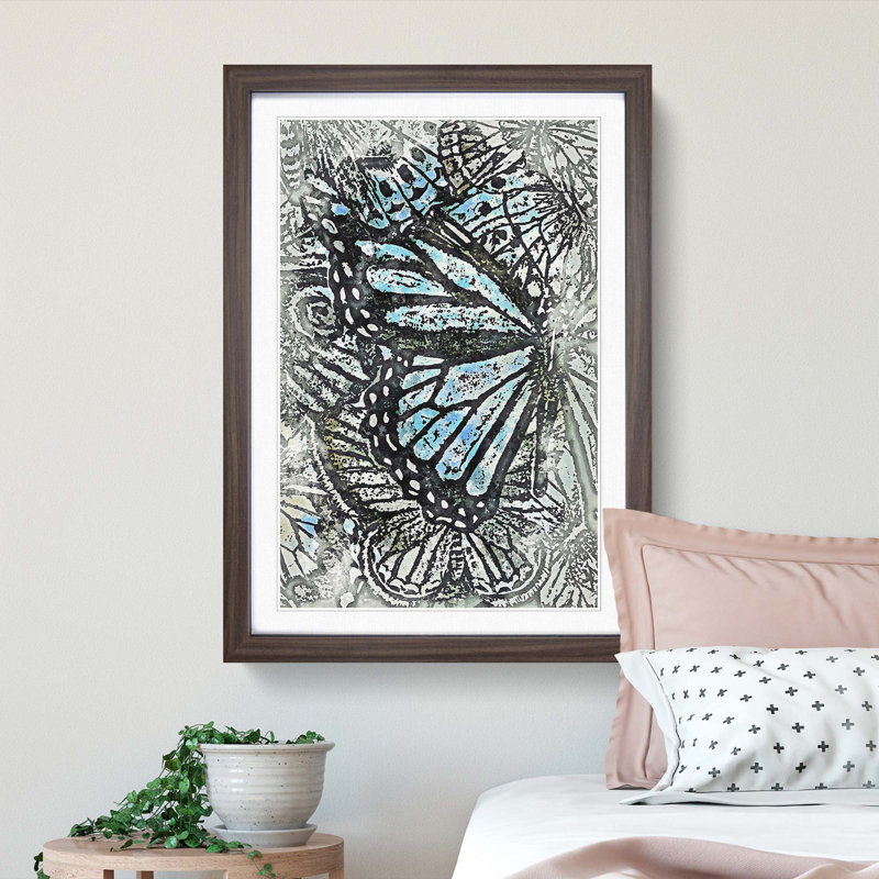 The Blue Butterfly Effect in Abstract - Picture Frame Graphic Art Print, Walnut Framed, 48cm H x 36cm W x 2cm D