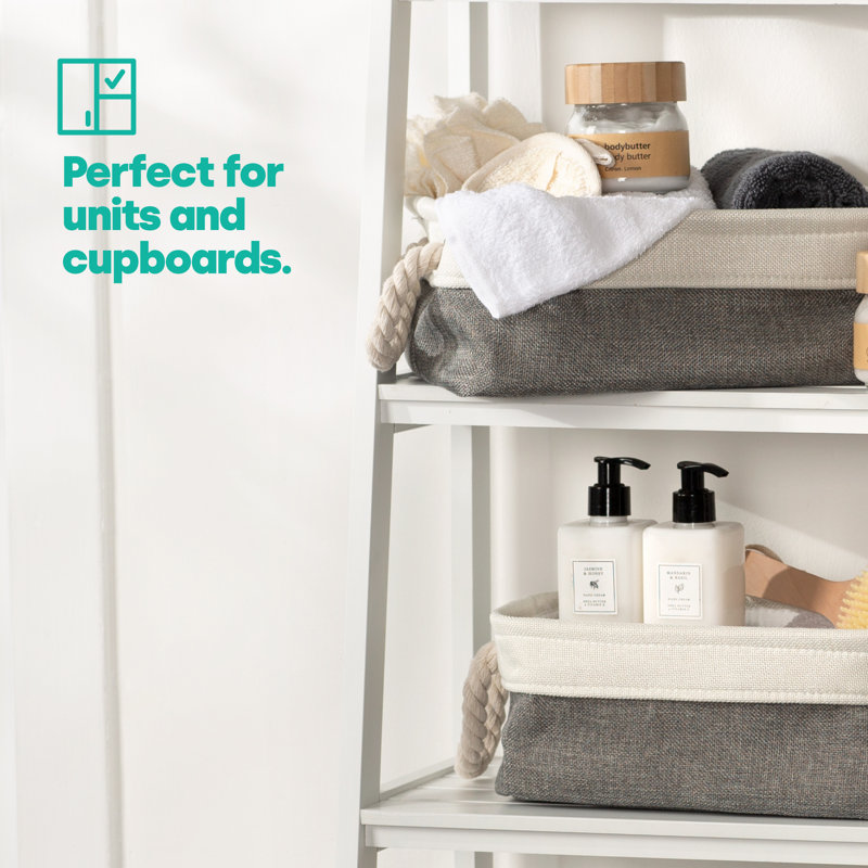 Laundry 3 Canvas Laundry Basket with Handles, Grey/White
