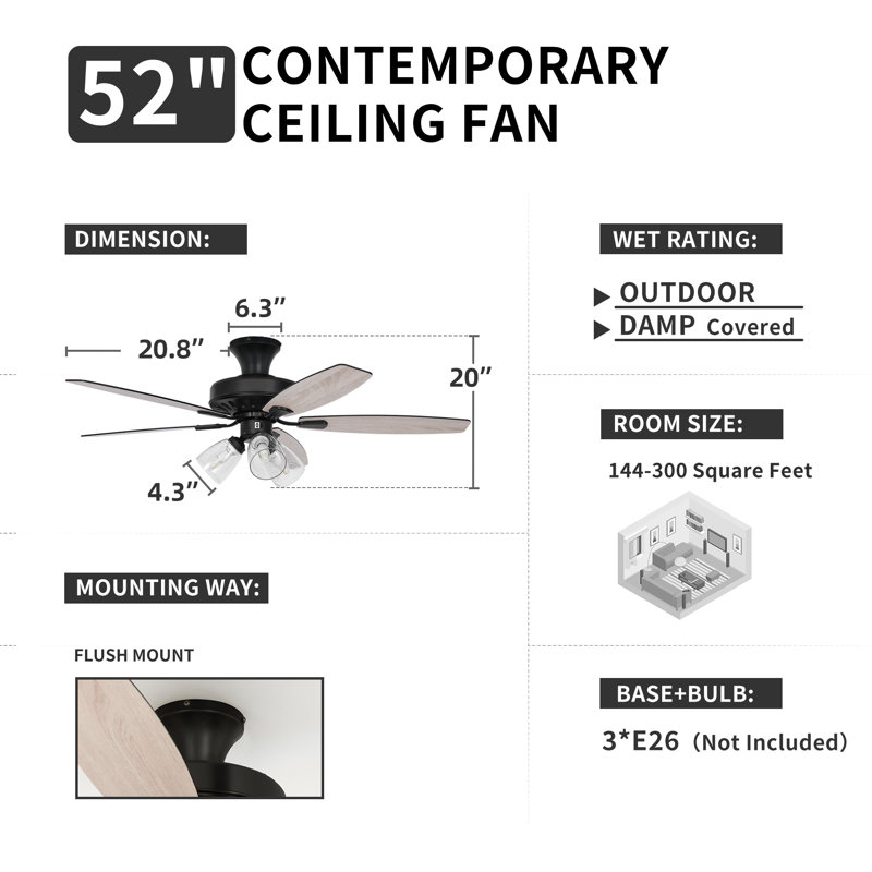 Chyeanne 52'' Ceiling Fan with Light Kit