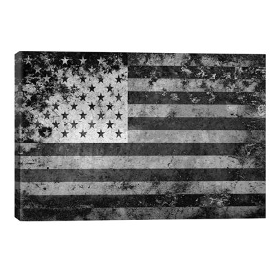 Usa "Melting Film" Flag In Black And White I - Print on Canvas
