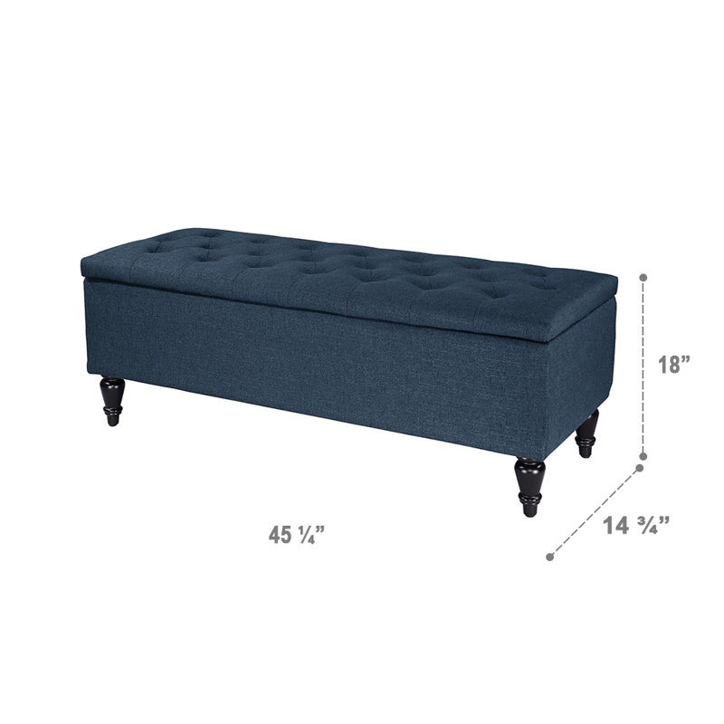 Albara Polyester Upholstered Storage Bench, Navy