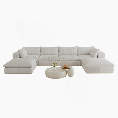 Cloud Sofa,Corduroy Fabric,Deep Seat Couches,Double-Layer Design,Removable  Cushion