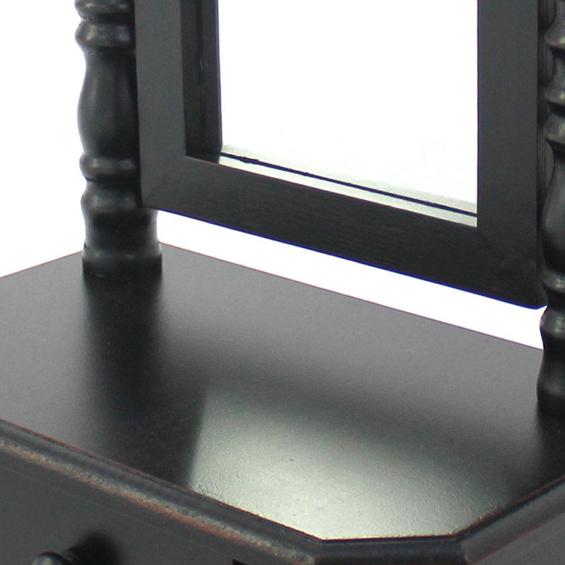 Miroir de table traditionnel en bois avec 1 tiroir LePage, noir et argent