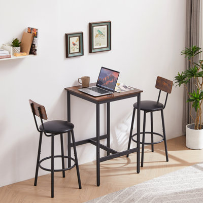Bar Table Set with 2 Bar stools PU Soft seat with backrest