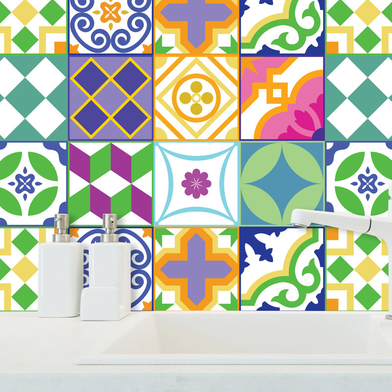 Spanish 6'' W x 6'' L Vinyl Peel and Stick Field Tile