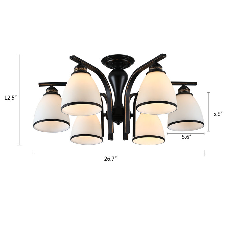 Indars 6 - Light Glass Semi Flush Mount Ceiling Light 