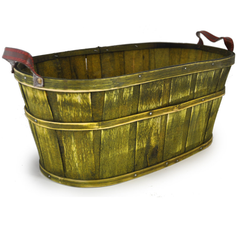 Panier en bois massif Ochong Woodchip, Vert