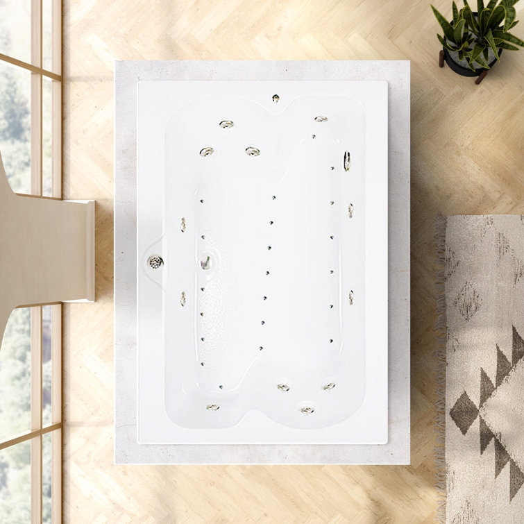 60" L x 48" W Elite Series Drop In Combination Acrylic Bathtub with Reversible Drain in White