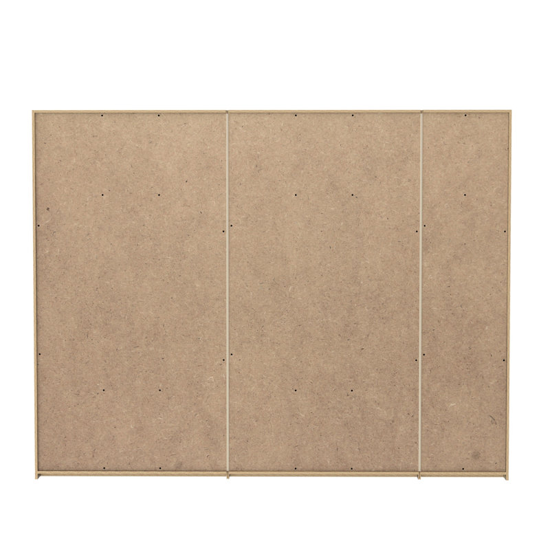 Huguley 2 Door Manufactured Wood Wardrobe, 210.5cm H x 269.9cm W x 61.2cm D, Brown/Grey