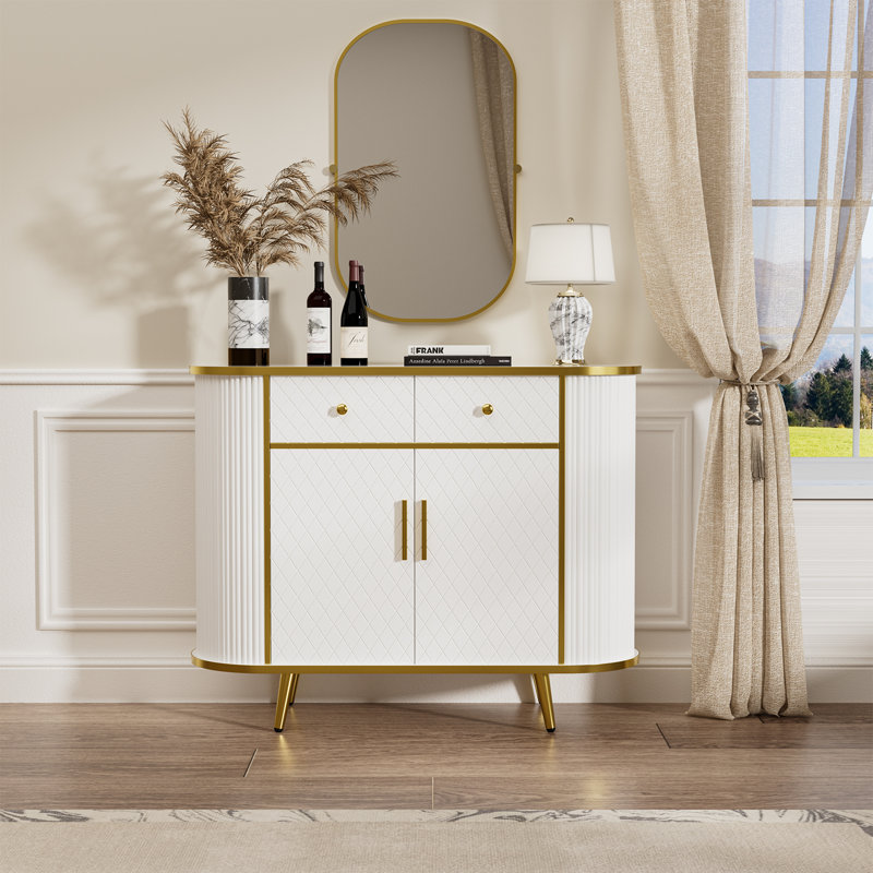 Buffet 43,3 po de style luxueux avec tablettes réglables, pour le salon / salle à manger