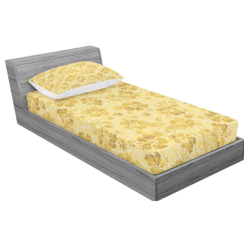 Microfiber Floral Sheet Set, Twin XL Sheet Set with Fitted Sheet