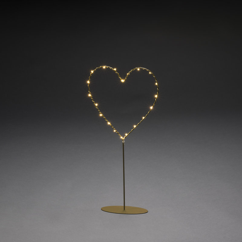 Heart LED Light with Timer - 40cm, 20 LEDs, Battery Operated, Gold