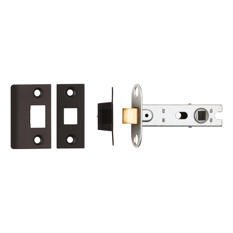 Lorie Tubular Mortice Latch, Matt Black, 2.5" H x 7.6" W x 2" D