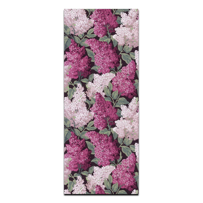 Hydrangea Flower Pattern Multicolor Woven Base Digital Printed Machine Washable Rug, Runner 3'3" x 9'10" Rug Pad Included