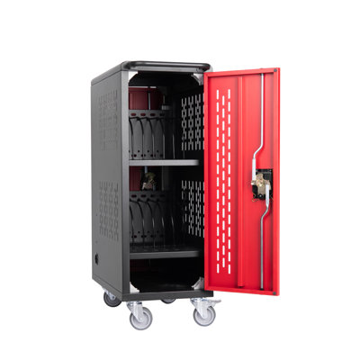 Station de chargement mobile 16 baies pour Chromebook, tablette et ordinateur portable avec multiprise incluse, assemblage requis - Noir