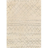 Moroccan Chevron Hand-Knotted Wool Ivory/Charcoal Area Rug