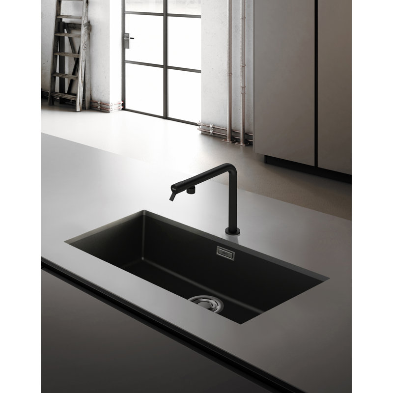 Multa Single Bowl Inset Kitchen Sink, Black