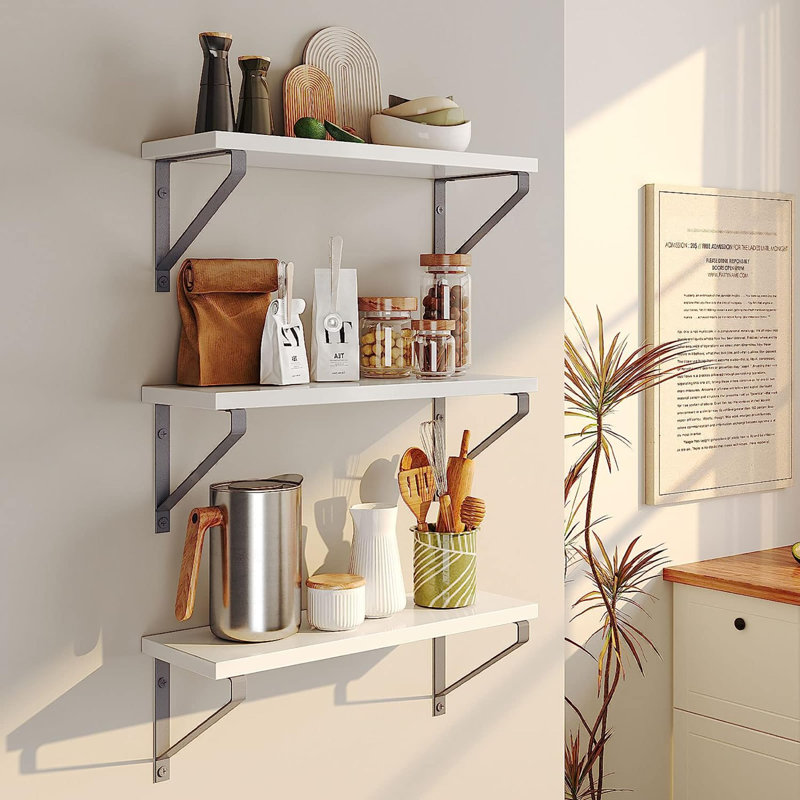 Castulo 3 Piece Plastic / Acrylic Floating Shelf, Gray