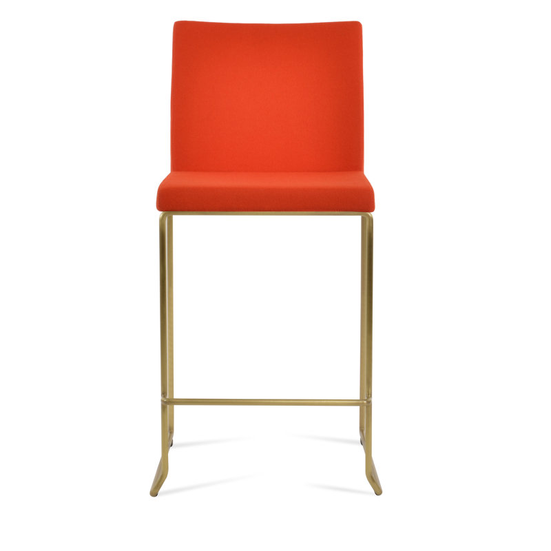Tabouret de bar et de comptoir empilable en laine Aria, Tabouret de bar (siège d'une hauteur de 29 po), Laiton, Orange