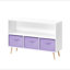 Bibliothèque pour enfants avec tiroirs en tissu pliables, présentoir à livres pour enfants, armoire de rangement pour jouets, blanc / mauve-827865443