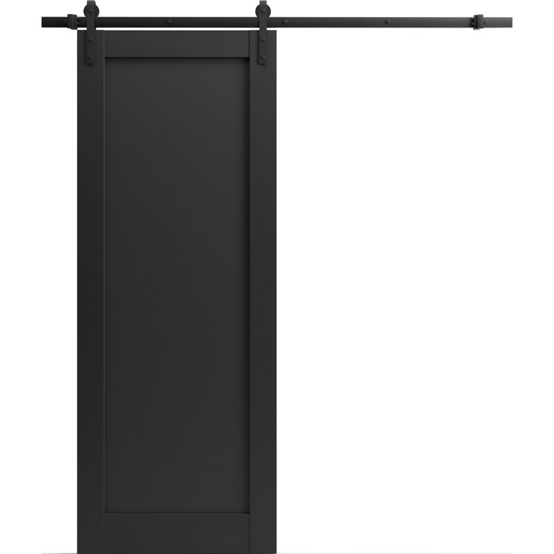 Porte de grange robuste | Quadro 4111 noir mat | Ensemble de quincaillerie lourde 6,6 pi, 36 po x 80 po