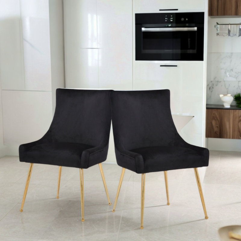 Chaise en velours Sheny, Velours noir