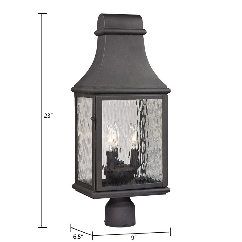 Lampadaire d'extérieur forgé 3 lumières de 23 po de hauteur Jefferson - gris anthracite