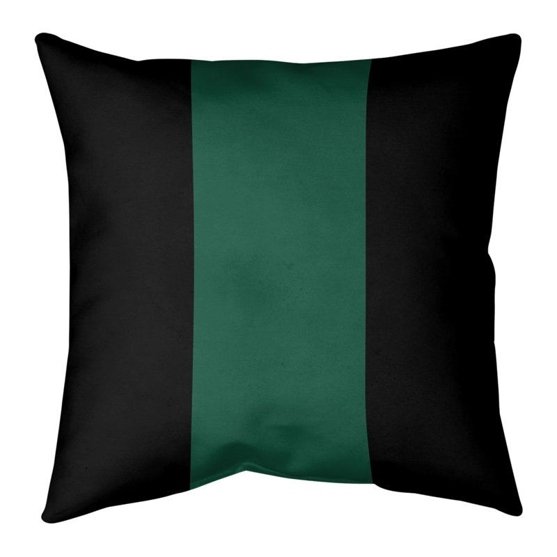 Housse de coussin, 18 po x 18 po, Noir / Vert, Polyester filé