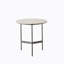 Petite table d'appoint ronde en métal gris, plateau en pierre frittée imperméable, polyvalente pour le salon, la chambre à coucher et le balcon