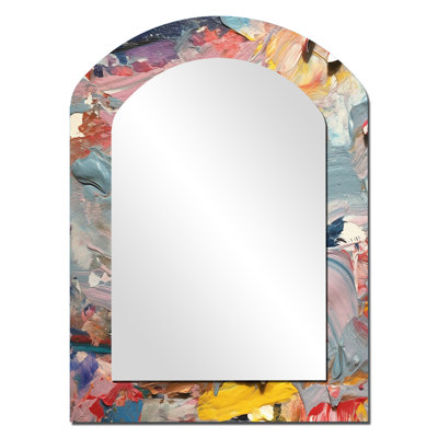 Summer Pastel Groove Abstract Expressionism - Abstract Painting Irregular Shape Unique Wall Mirror, Modern Asymmetrical Mirror, Printed Metal Art