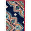 Tapis oriental en laine / coton touffeté à la main Blossom - orange / bleu marine-1700738593