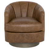 Tipsy Leather Swivel Barrel Chair