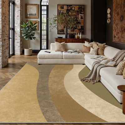 Modern Abstract Washable Area Rug With Non-Slip Backing