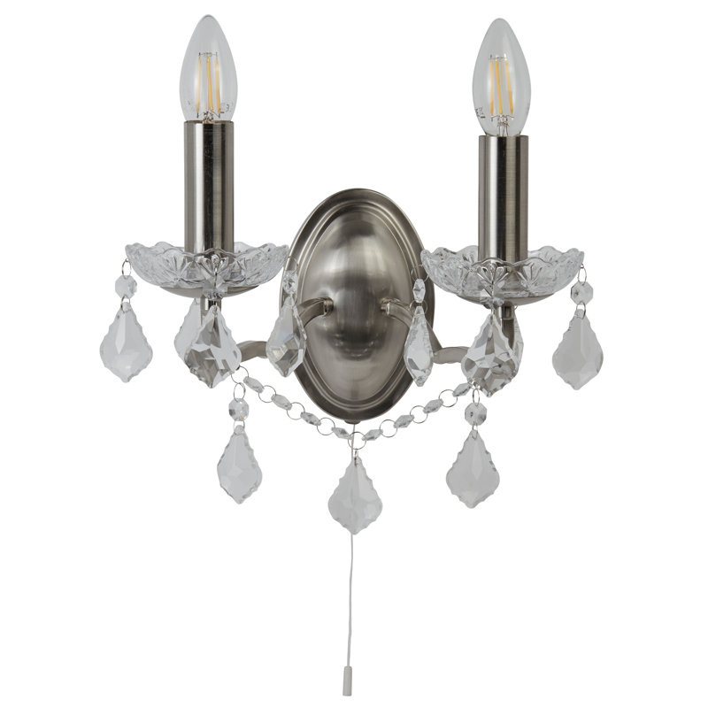Battey Candle Wall Light, Satin Silver
