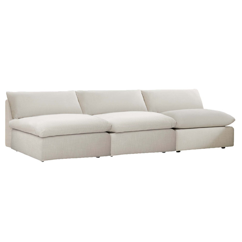 Canapé rembourré sans accoudoirs de 121 po 3 pièces Annabella, Tissage performant en lin Effie