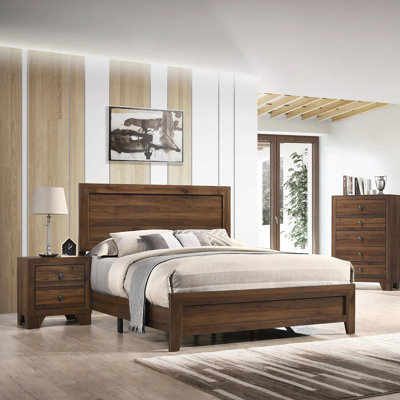 Mobilier de chambre à coucher 1 pièce à 6 tiroirs avec commode de rangement contemporaine en métal brun rustique cerisier rustique