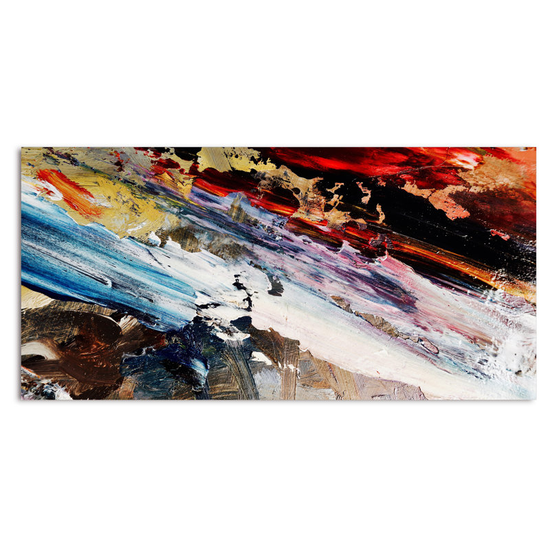 «Colorful Abstract Paint Strokes», reproduction d'art sur toile moderne, L 32 po x H 16 po, Toile tendue