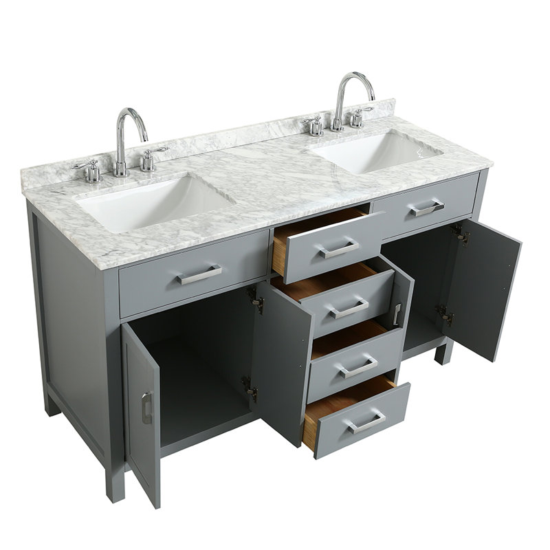 Ensemble de meuble-lavabo double 61 "Bristol, Gris