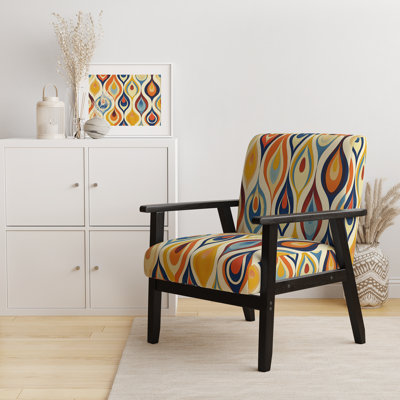 Fauteuil d'appoint Mid-Century rembourré en velours Retro Abstract Drops
