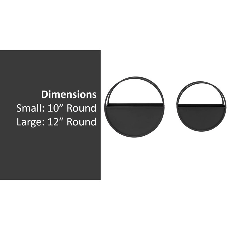 Black Iron Round Wall Planter Set for Indoor Plants
