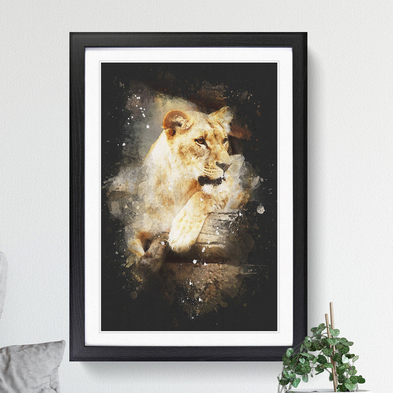 Lioness - Framed Print, Black Framed, 65cm H x 48cm W x 2cm D