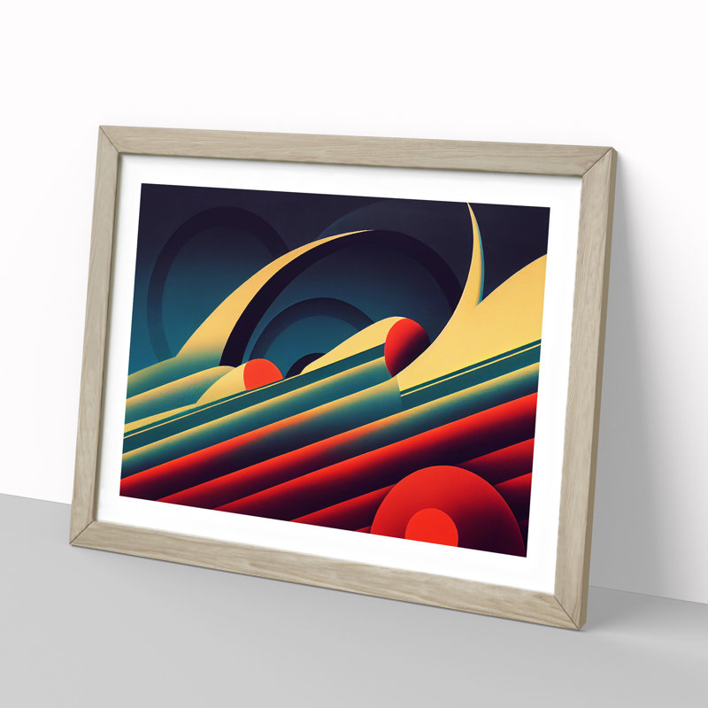 Expressive Modern Abstract - Single Picture Frame Print, 25cm H x 34cm W x 2cm D, Oak Framed