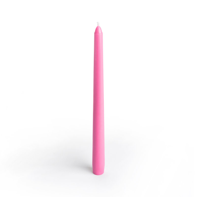 Ensemble de 12 chandelles fuselées non parfumées Estela, Rose vif